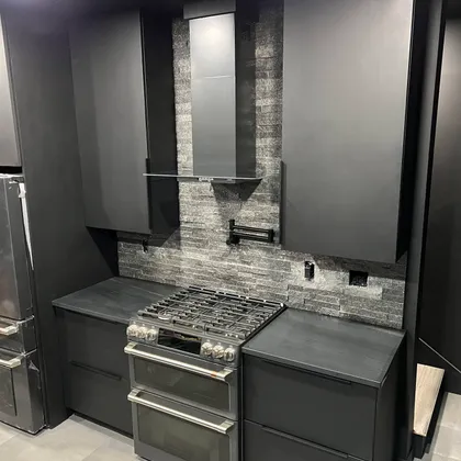 Dark kitchen cabinetry